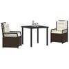vidaXL Conjunto de Comedor de Jard&iacute;n 3 pcs Marr&oacute;n rat&aacute;n sint&eacute;tico