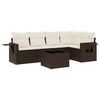vidaXL Set sof&aacute;s de jard&iacute;n 6 piezas y cojines rat&aacute;n sint&eacute;tico marr&oacute;n