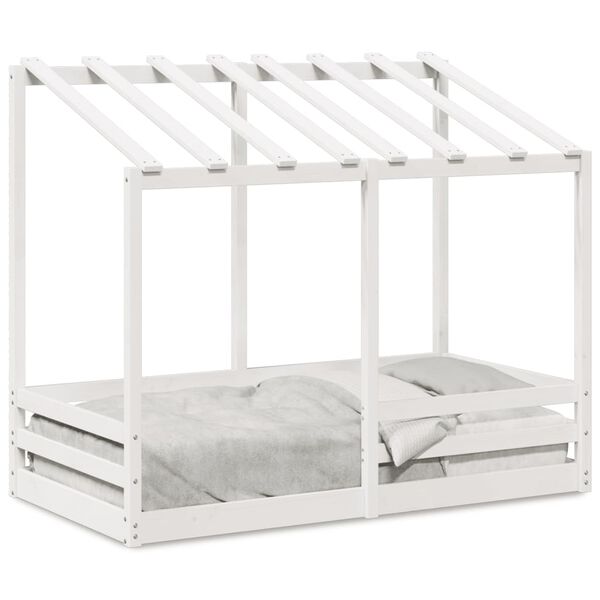 vidaXL Cama para ni&ntilde;os con techo madera de pino blanco 80x160 cm