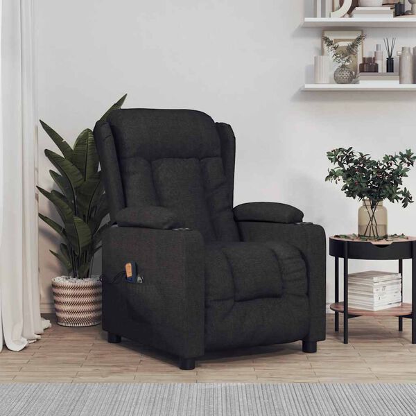 vidaXL Sillón de masaje eléctrico tela negro