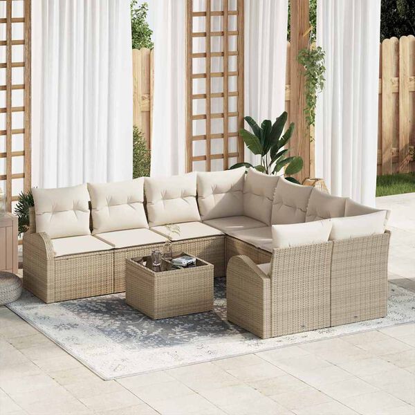 vidaXL Conjunto de sof&aacute; de jard&iacute;n Beige 55 x 55 x 37 cm
