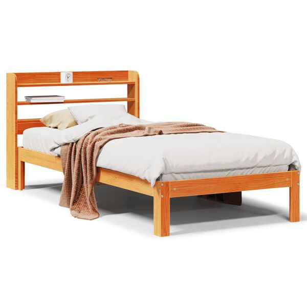 vidaXL Estructura de cama sin colchón madera maciza marrón 75x190 cm