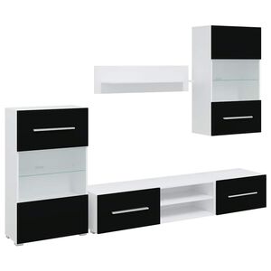 vidaXL Muebles para TV 5 piezas con iluminaci&oacute;n LED negra mate