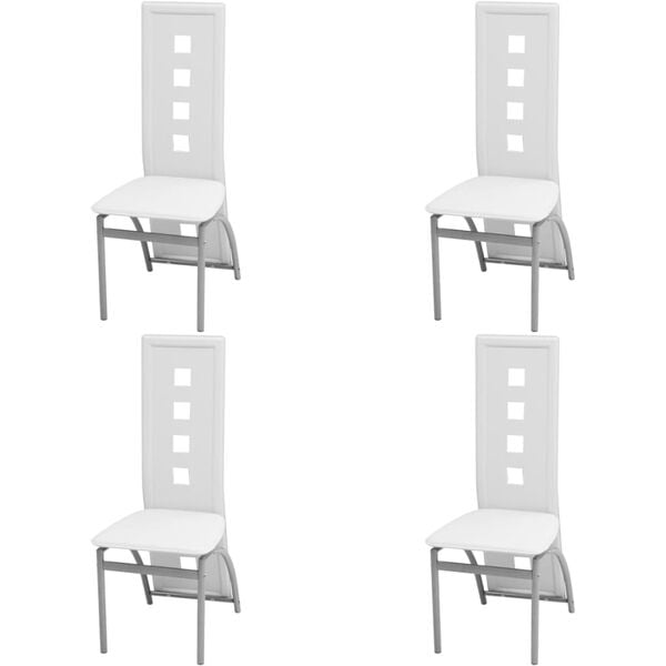 vidaXL Sillas de comedor 4 unidades cuero sintético blanco