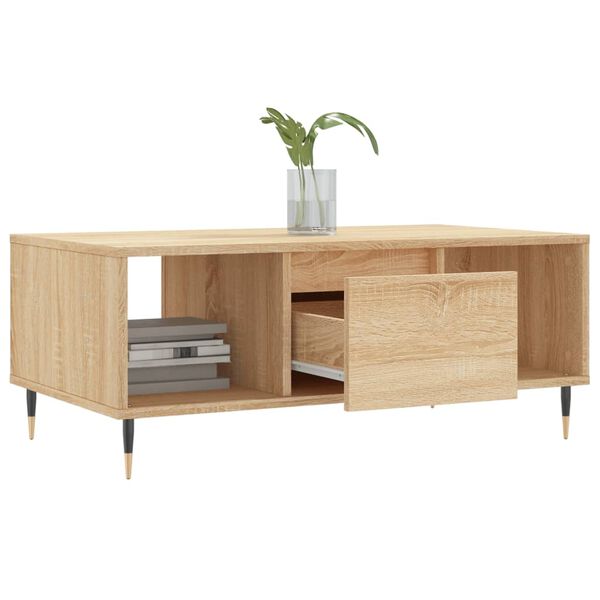 vidaXL Mesa de centro madera contrachapada roble Sonoma 90x50x36,5 cm