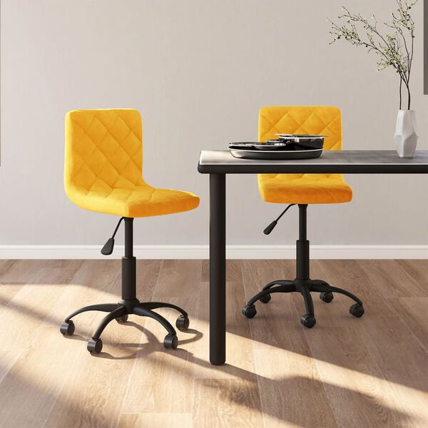 vidaXL Sillas de comedor giratorias 2 uds terciopelo amarillo mostaza
