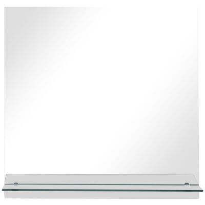 vidaXL Espejo de pared con estante de vidrio templado 60x60 cm