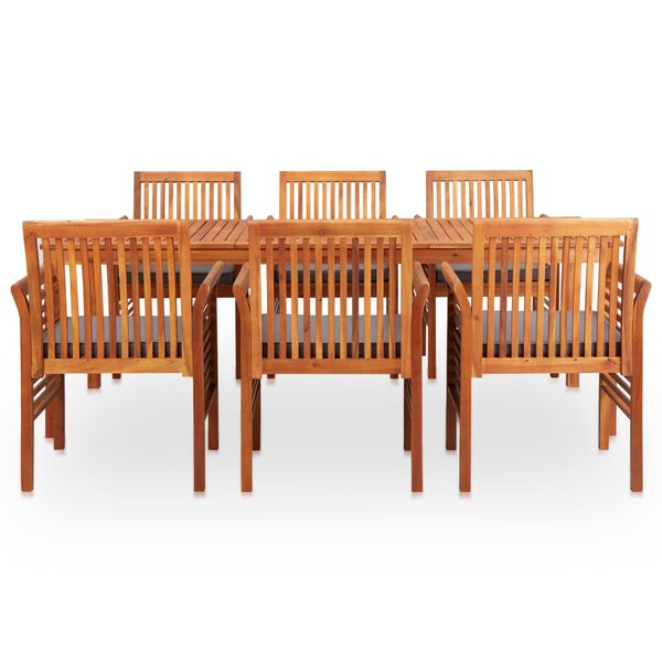 vidaXL Set comedor de jard&iacute;n 7 pzas y cojines madera maciza de acacia