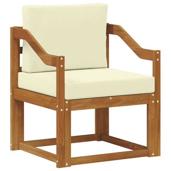 vidaXL Sof&aacute; de exterior Madera de Acacia S&oacute;lida y Poli&eacute;ster Natural