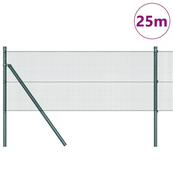 vidaXL Poste de Valla Verde 25 x 0,8 m (malla de 12 x 12 mm)