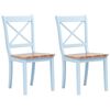 vidaXL Sillas comedor 2 uds madera maciza caucho gris y madera claro
