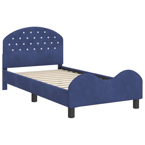 vidaXL Cama para ni&ntilde;os con cabecero Azul Polic&iacute;a 80 x 160 cm