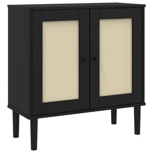 vidaXL Aparador SENJA aspecto de rat&aacute;n madera pino negro 80x35x80 cm