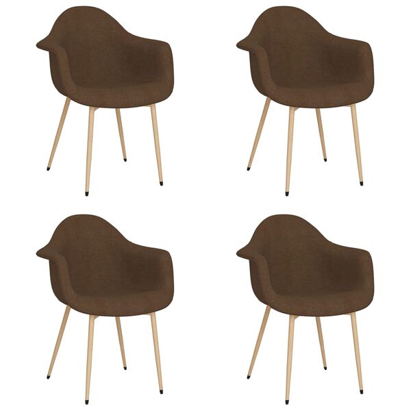vidaXL Sillas de comedor 4 unidades tela marr&oacute;n oscuro