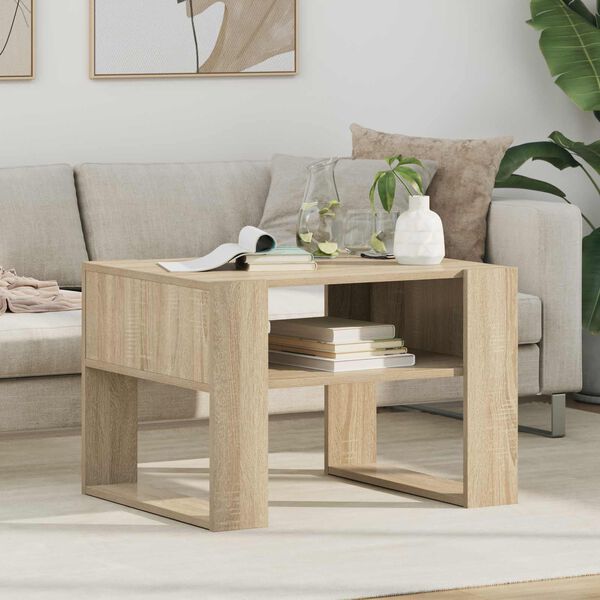 vidaXL Mesa de Caf&eacute; Roble Sonoma 66 x 53 x 45 cm Madera de ingenier&iacute;a