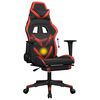 vidaXL Silla gaming de masaje y reposapi&eacute;s cuero sint&eacute;tico negro rojo