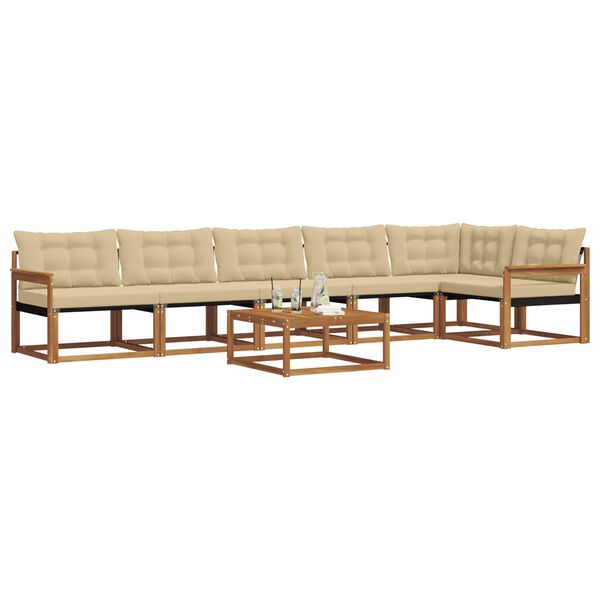 vidaXL Conjunto de sof&aacute;s de exterior con coj&iacute;n 7 pcs Natural y Beige