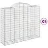 vidaXL Cestas de gaviones 5 uds forma de arco hierro 200x50x160/180 cm