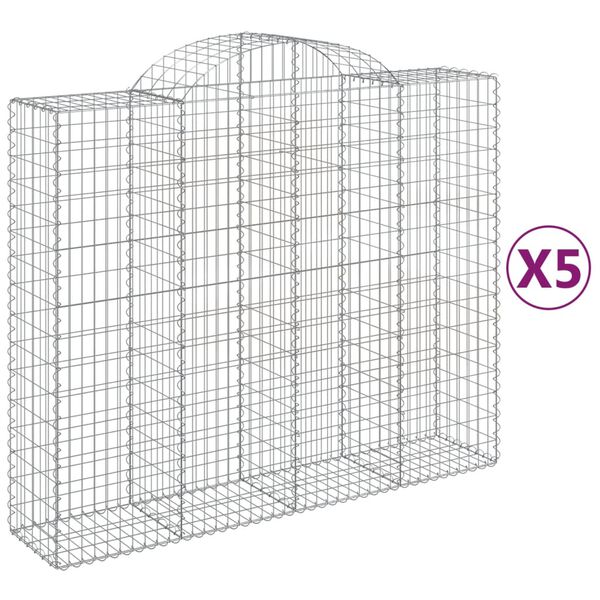 vidaXL Cestas de gaviones 5 uds forma de arco hierro 200x50x160/180 cm
