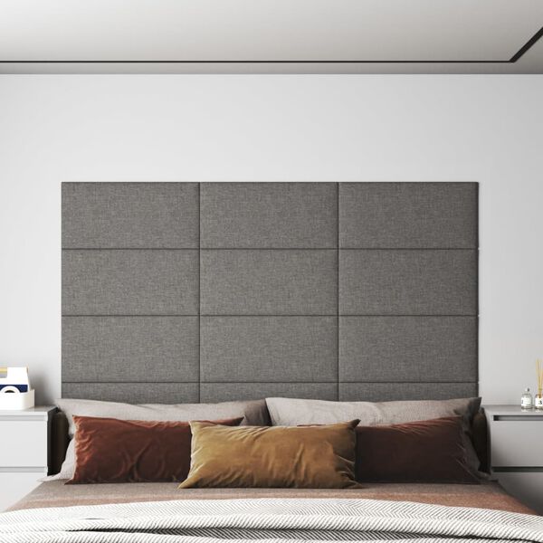 vidaXL Paneles de pared 12 uds tela gris claro 60x30 cm 2,16 m²