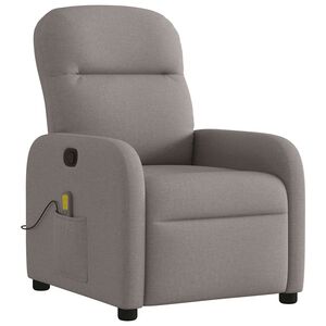 vidaXL Sill&oacute;n de masaje reclinable de tela gris taup&eacute;