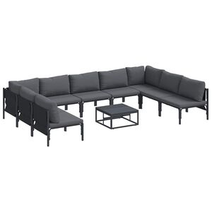 vidaXL Conjunto de sof&aacute;s de jard&iacute;n con coj&iacute;n 10 pcs Negro Acero