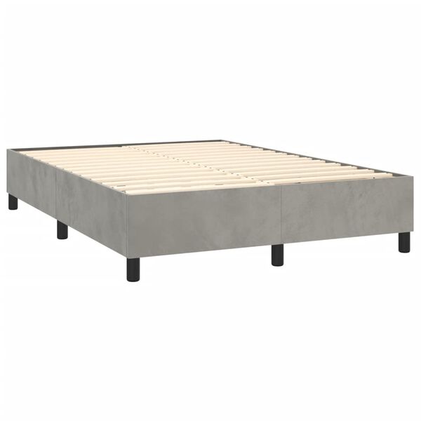 vidaXL Cama box spring con colch&oacute;n terciopelo gris claro 140x200 cm
