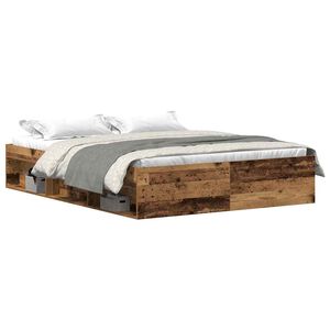 vidaXL Estructura de cama sin colch&oacute;n madera antigua 150x200 cm
