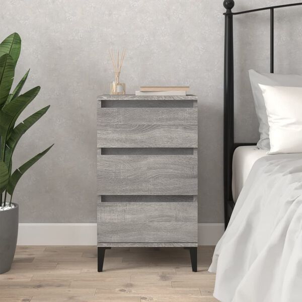 vidaXL Mesita de noche madera contrachapada gris Sonoma 40x35x70 cm