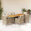 vidaXL Set comedor de jard&iacute;n 7 pzas con cojines rat&aacute;n sint&eacute;tico beige