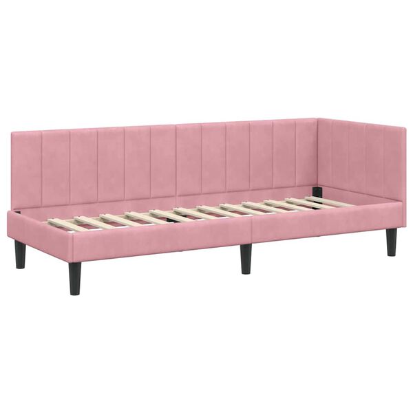 vidaXL Estructura de cama en esquina Rosa 80 cm x 200 cm Terciopelo