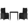 vidaXL Conjunto de Comedor de Jardín 3 pcs Negro ratán sintético