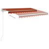 vidaXL Toldo manual retr&aacute;ctil con luz LED naranja y marr&oacute;n 3x2,5 m