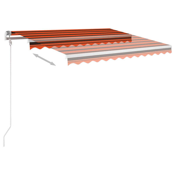 vidaXL Toldo manual retr&aacute;ctil con luz LED naranja y marr&oacute;n 3x2,5 m