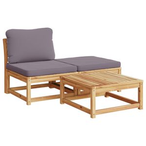 vidaXL Set de muebles para jard&iacute;n 3 piezas con cojines madera acacia