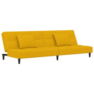 vidaXL Sof&aacute; cama de 2 plazas con dos almohadas terciopelo amarillo