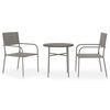 vidaXL Juego de comedor para jard&iacute;n 3 piezas rat&aacute;n sint&eacute;tico gris