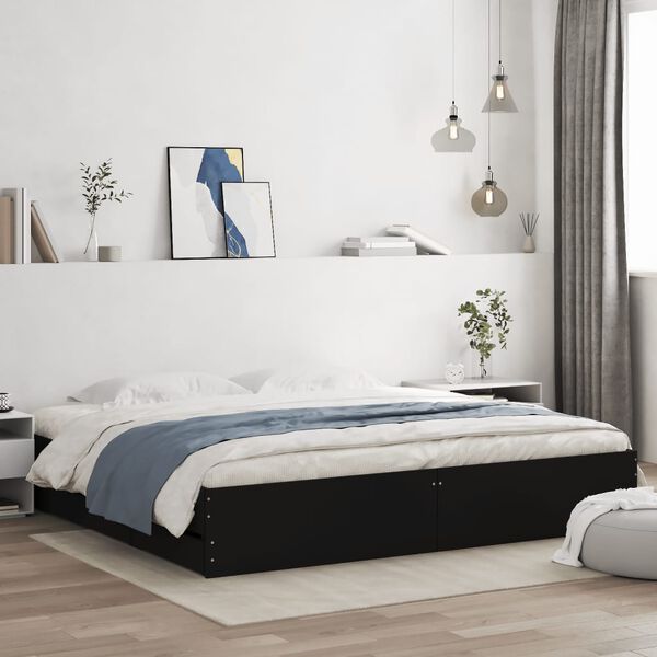 vidaXL Estructura cama con cajones madera ingenier&iacute;a negra 180x200 cm