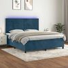 vidaXL Cama box spring colch&oacute;n y LED terciopelo azul oscuro 160x200 cm