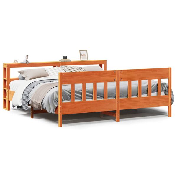 vidaXL Cama sin colch&oacute;n madera maciza de pino marr&oacute;n cera 180x200 cm