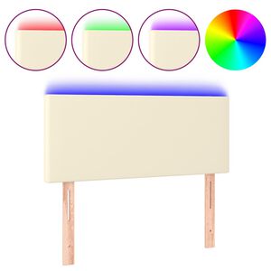 vidaXL Cabecero con LED cuero sint&eacute;tico color crema 80x5x78/88 cm