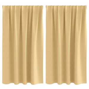 vidaXL Cortinas Opacas con Anillas 2 pcs Beige 140 x 140 cm Poli&eacute;ster