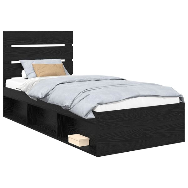 vidaXL Estructura de cama Negro 90 x 200 cm Madera de pino macizo