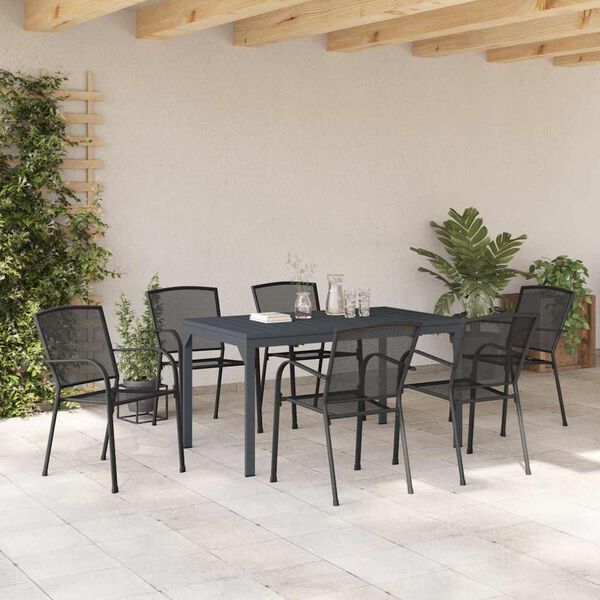 vidaXL Conjunto de Comedor de Jard&iacute;n 7 pcs Antracita