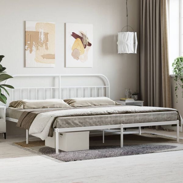 vidaXL Estructura cama sin colch&oacute;n con cabecero metal blanco 200x200cm