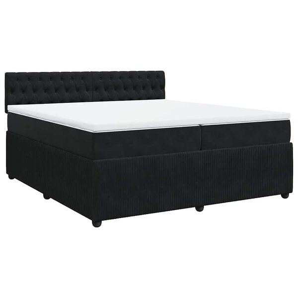 vidaXL Cama box spring con colch&oacute;n terciopelo negro 200x200 cm