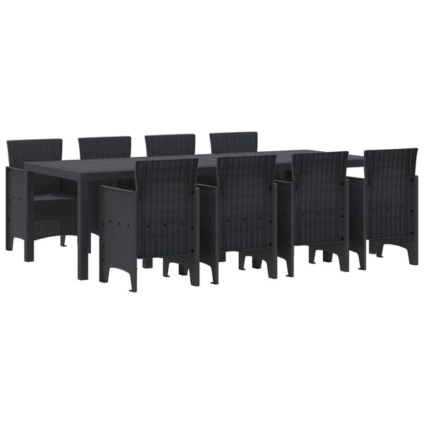 vidaXL Conjunto de Comedor de Jard&iacute;n 9 pcs Antracita Polipropileno