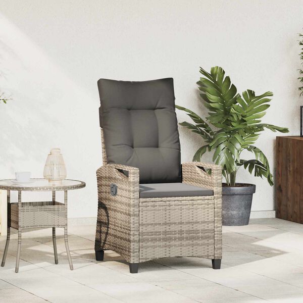 vidaXL Silla de jard&iacute;n reclinable Gris Claro y Gris Oscuro