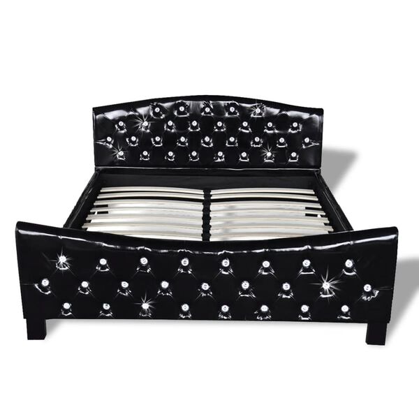 vidaXL Cama con colch&oacute;n viscoel&aacute;stico cuero sint&eacute;tico negro 180x200cm
