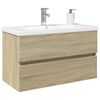 vidaXL Set de mueble de ba&ntilde;o 2 piezas cer&aacute;mica y madera de ingenier&iacute;a